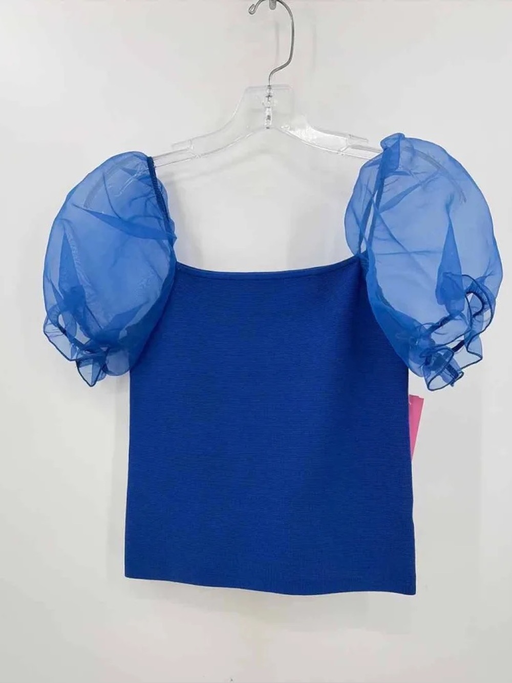 Blue Puff-Sleeve Square Neck Women's Top House of Harlow